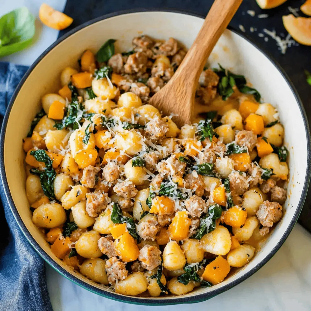 Creamy Butternut Squash Gnocchi with Sausage in One Skillet