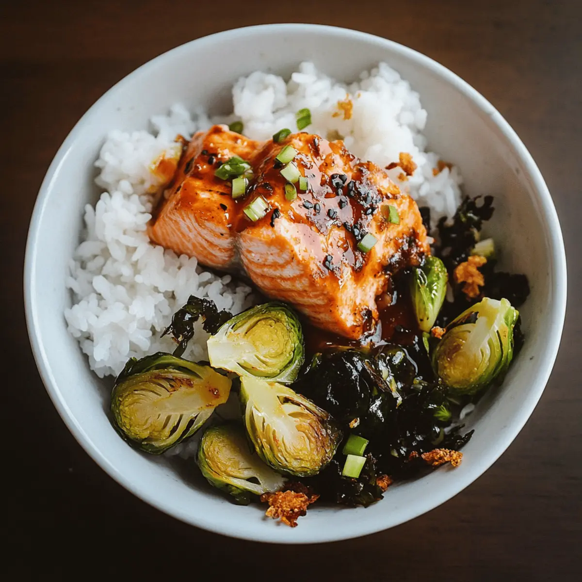 Delicious Teriyaki Salmon Bowls with Crispy Brussels Sprouts Recipe