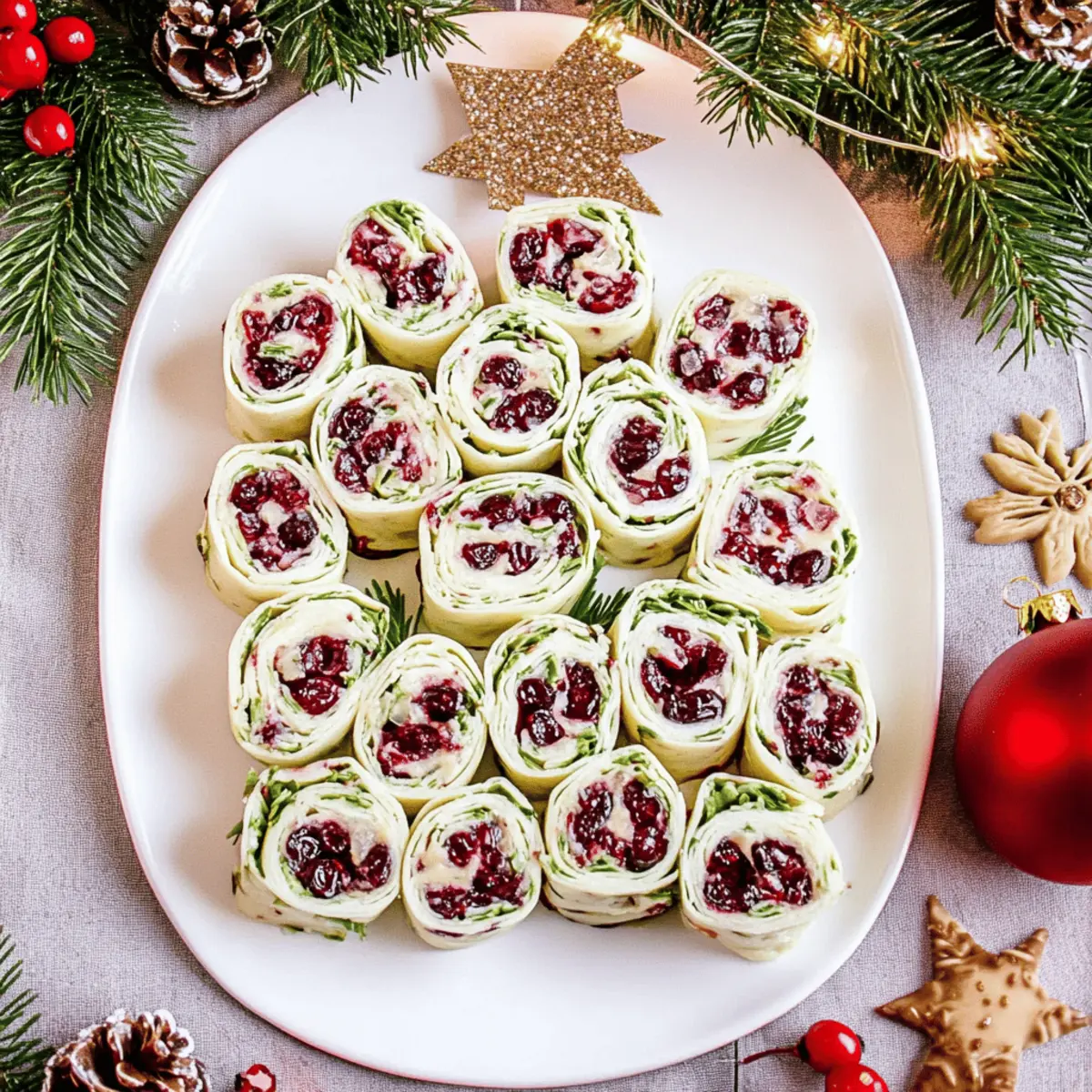Festive Christmas Cranberry Roll Ups with Feta and Spinach Tortillas