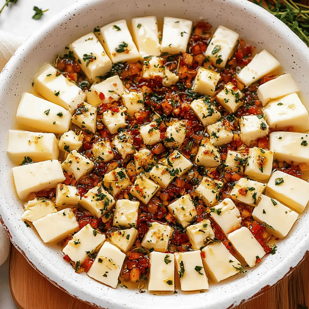 Delicious Marinated Cheese Recipe with Sun-Dried Tomatoes and Herbs