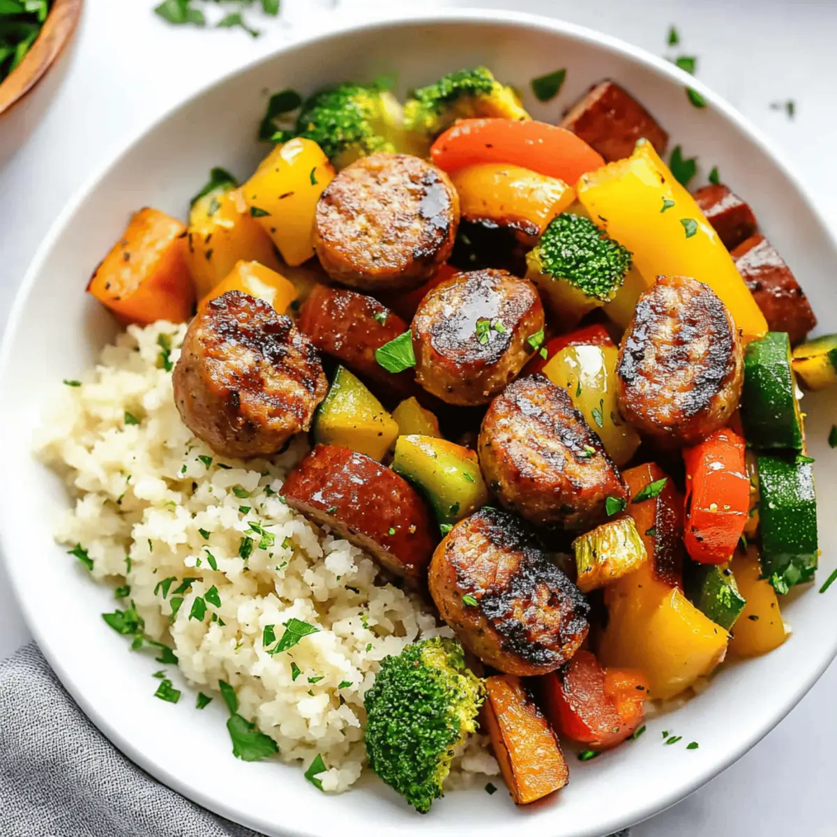 Quick and Easy 10 Minute Air Fryer Chicken Sausage and Veggies Recipe