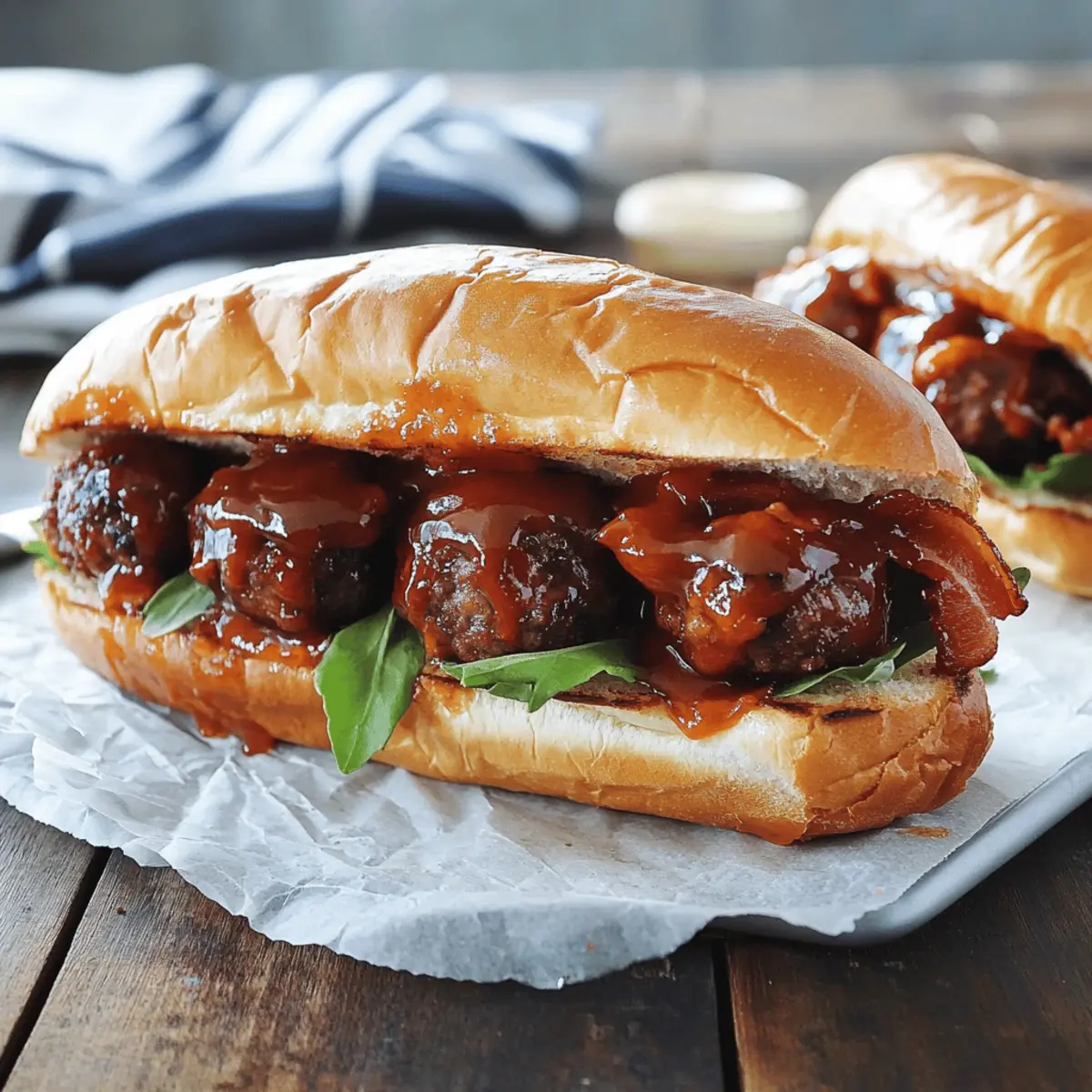 Bourbon BBQ Bacon Cheeseburger Meatball Subs for Ultimate Flavor