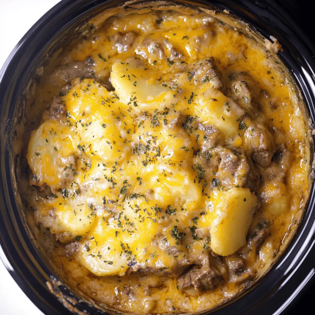 Slow Cooker Steak and Cheddar Potato Casserole Recipe for Comfort Food
