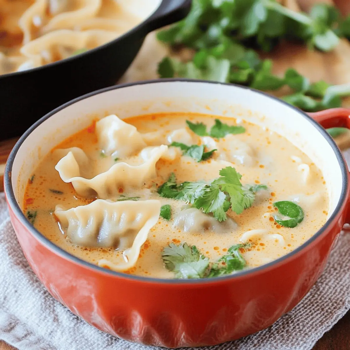 Best Creamy Potsticker Soup with Thai Coconut Flavor