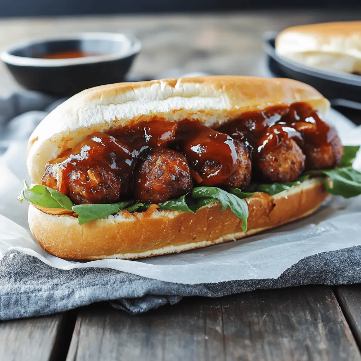 Bourbon BBQ Bacon Cheeseburger Meatball Subs