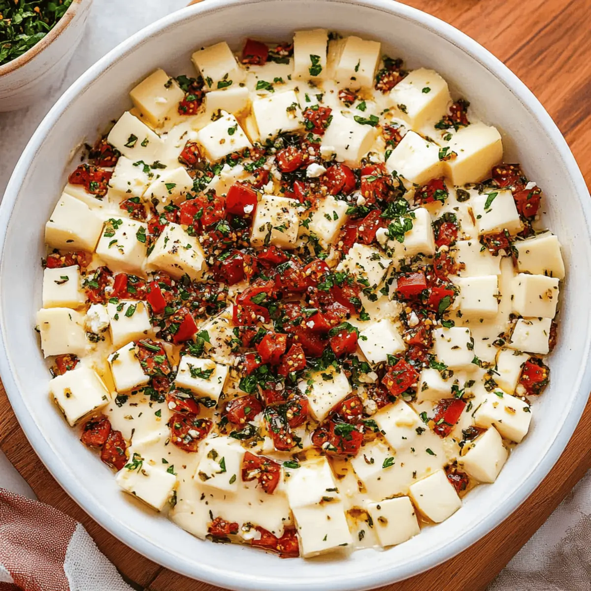 Delicious Marinated Cheese Recipe with Sun-Dried Tomatoes and Herbs