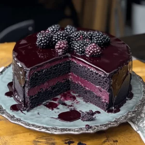 Decadent Blackberry Velvet Gothic Cake