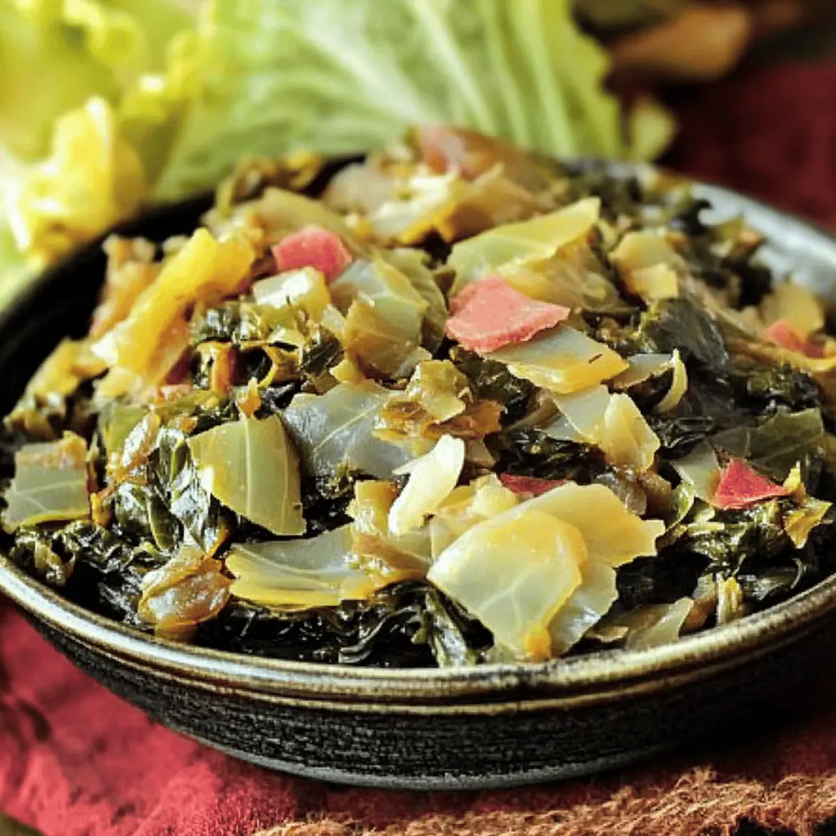 Delicious Braised Collard Greens and Cabbage with Bacon Recipe