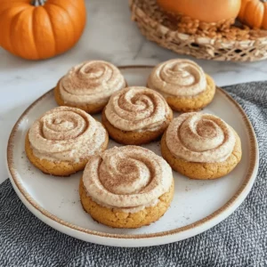 Soft Pumpkin Cookies with Cinnamon Frosting