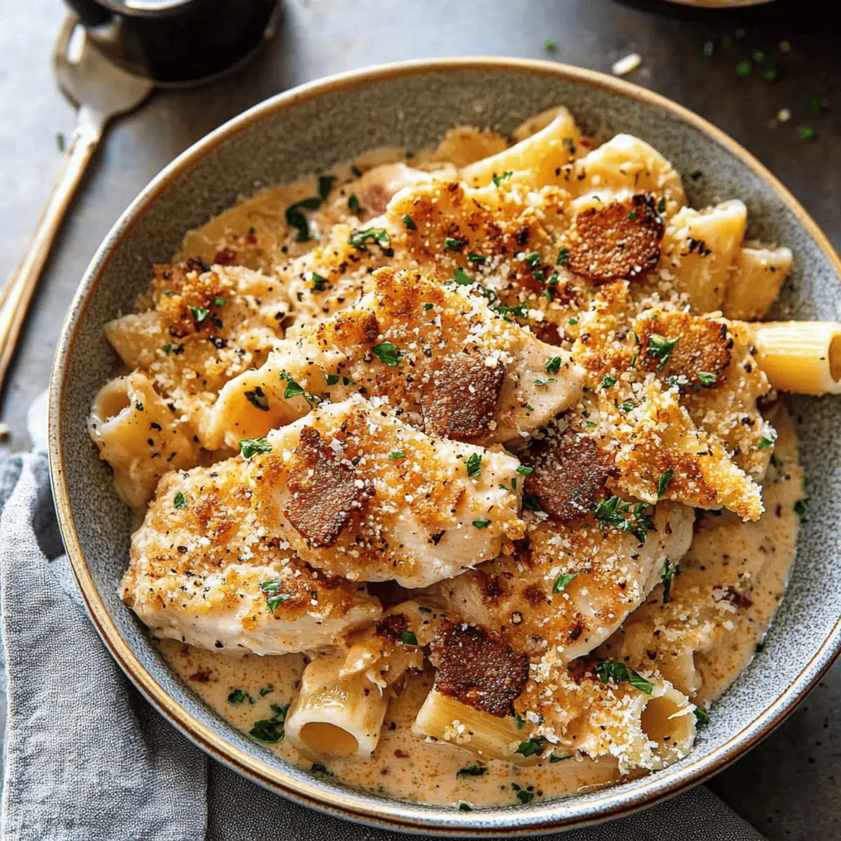 Creamy Parmesan Chicken with Rigatoni Pasta Recipe in 30 Minutes