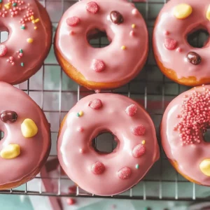 Mini donuts vermelho e rosa