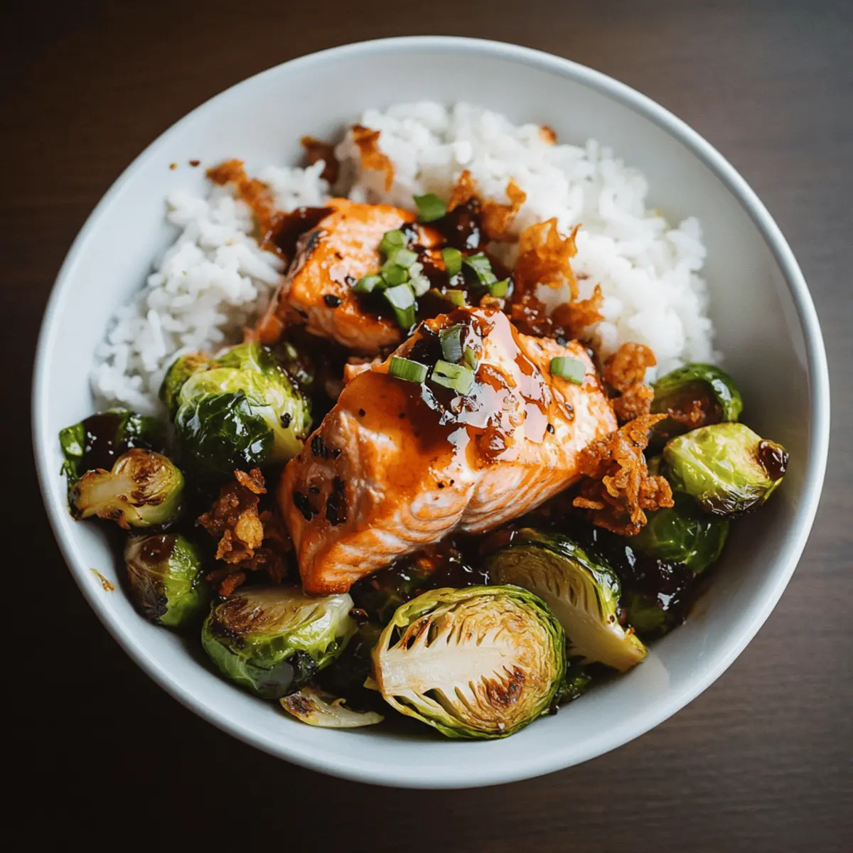 Delicious Teriyaki Salmon Bowls with Crispy Brussels Sprouts Recipe