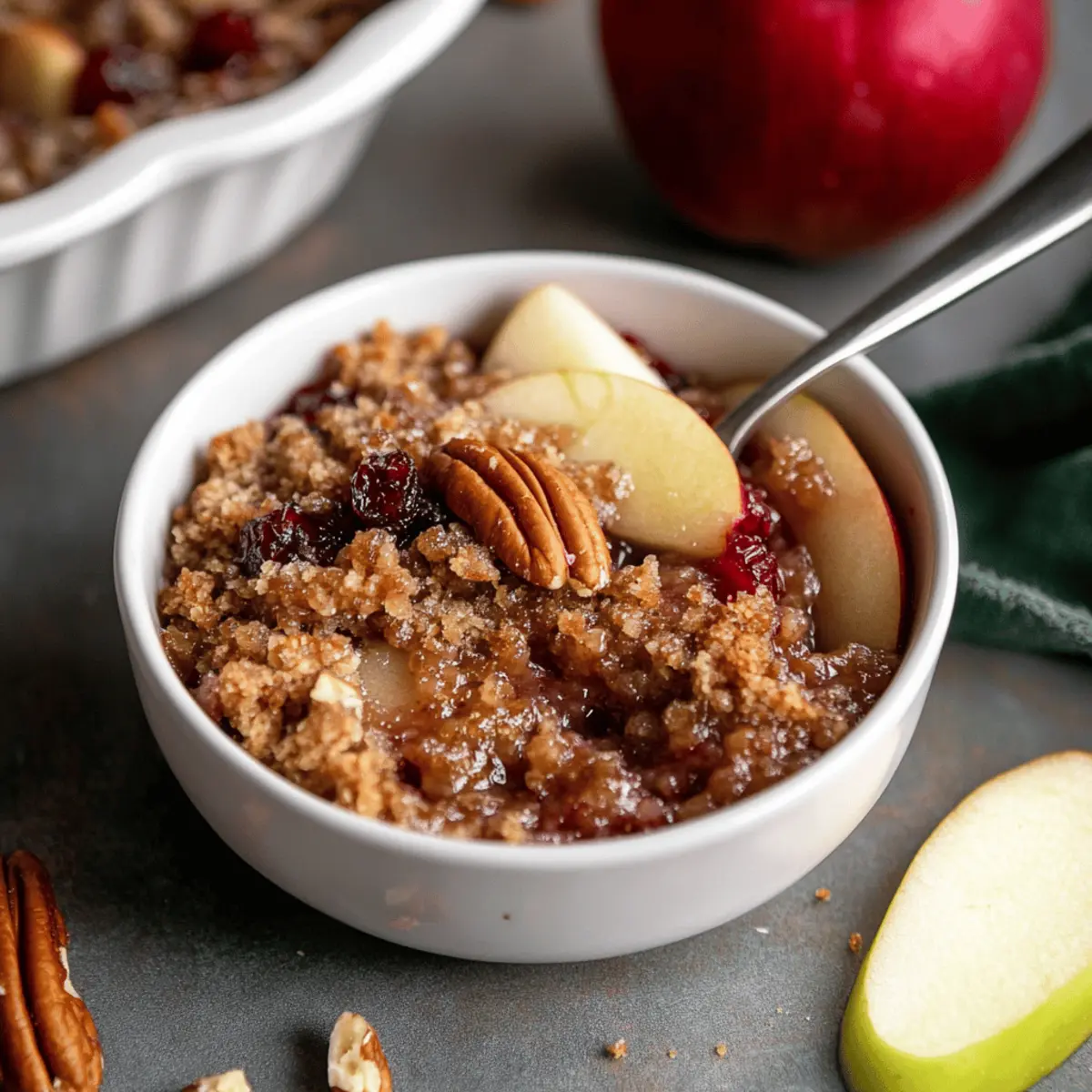 Spiced Cranberry Apple Crumble with Pecan Topping Recipe
