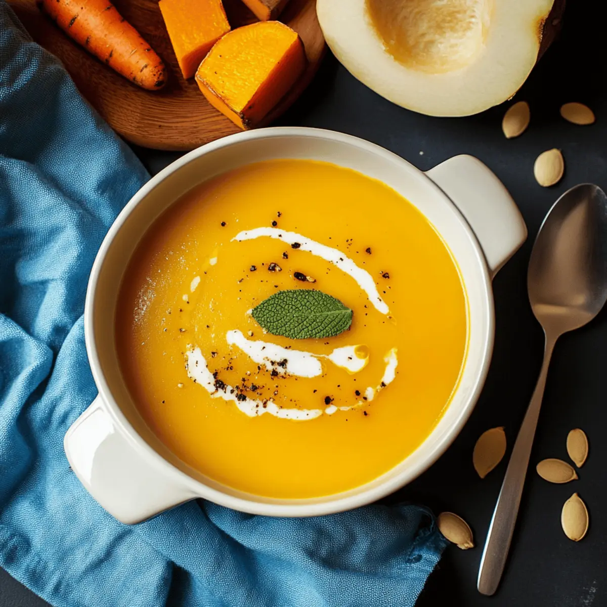 Delicious Roasted Butternut Squash, Sweet Potato and Carrot Soup