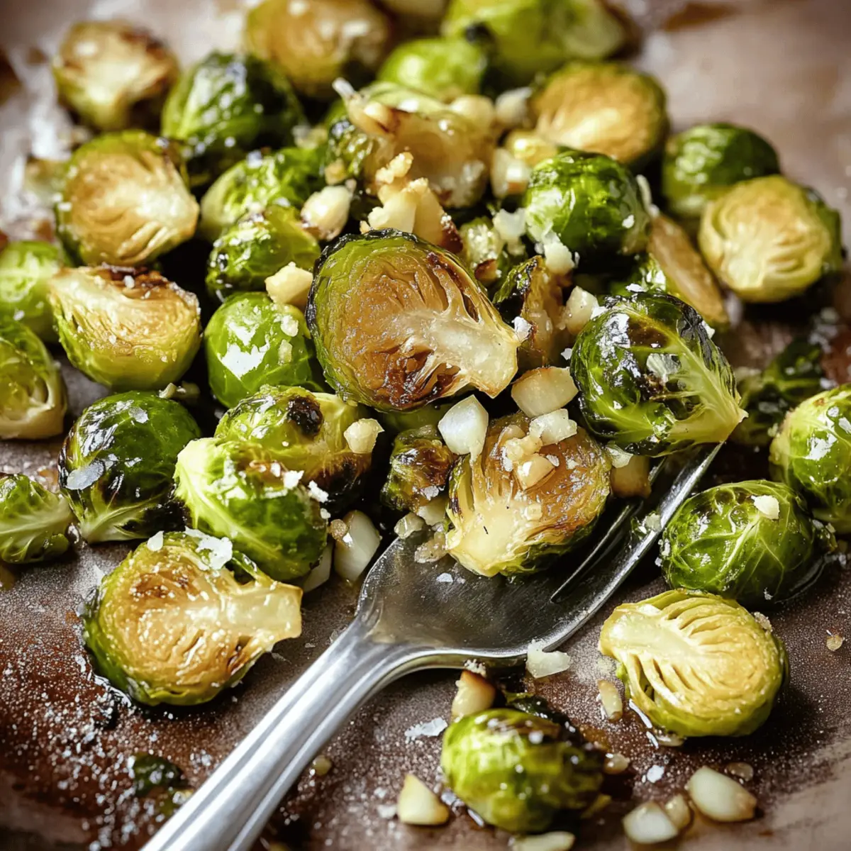 Garlic Roasted Brussels Sprouts Recipe with Parmesan and Pine Nuts