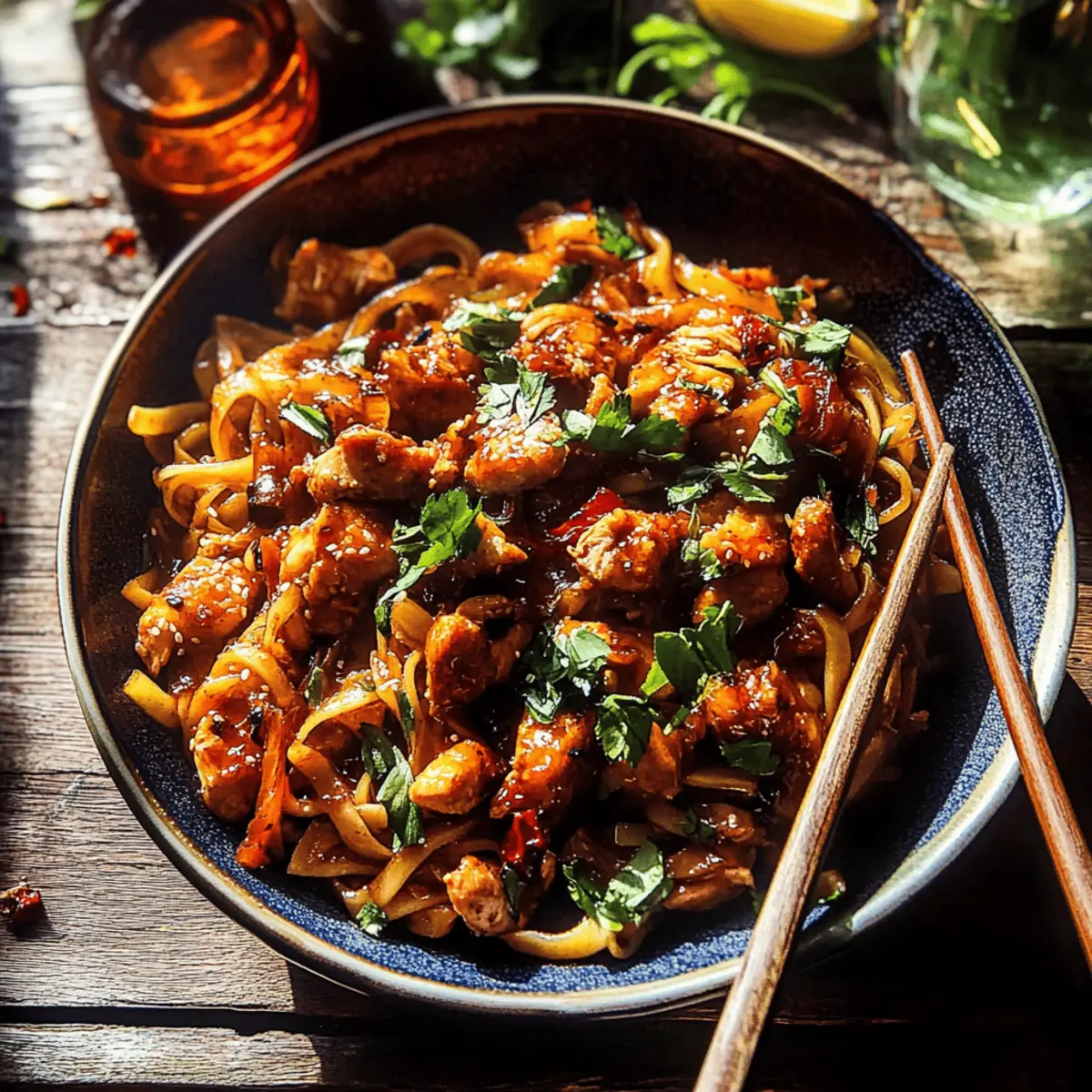Sticky Garlic Chicken Noodles: Easy Crispy Drunken Noodles Recipe