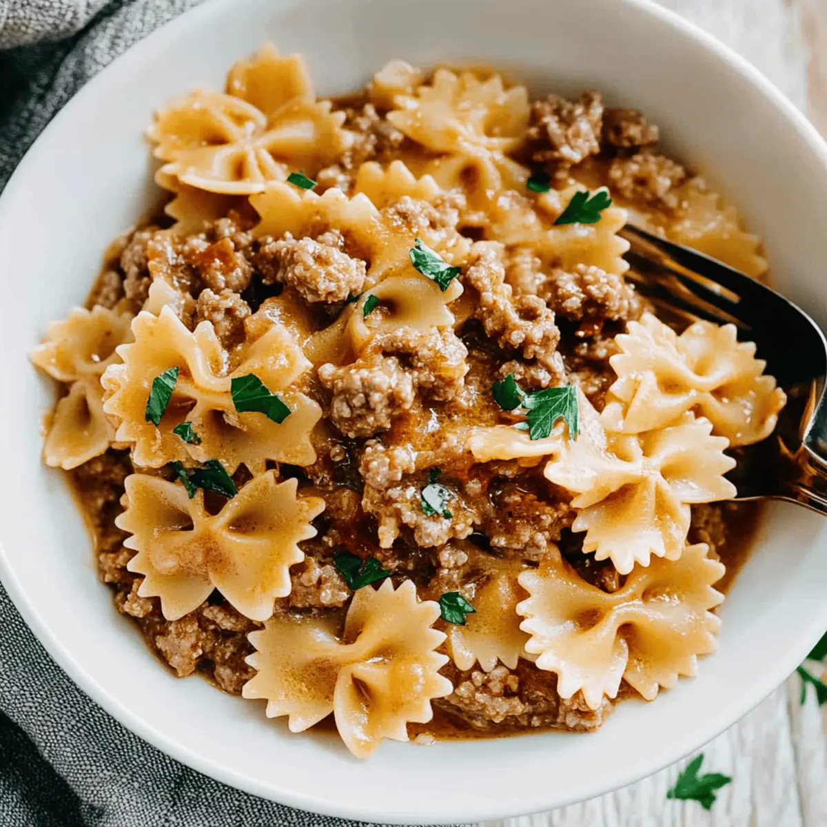 Bowtie Pasta with Ground Beef
