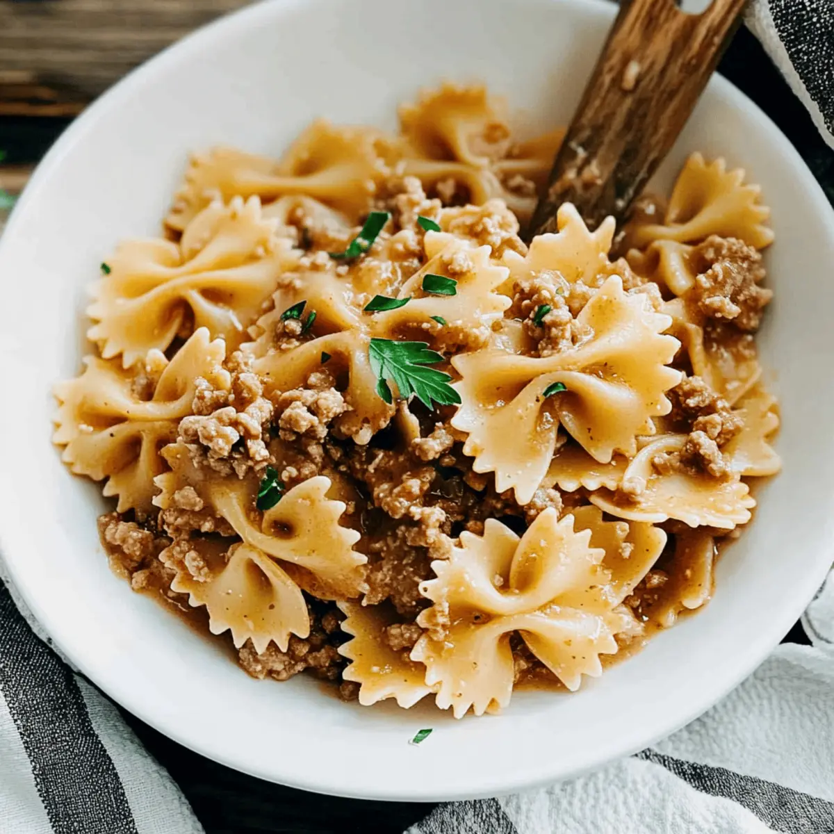 Creamy Bowtie Pasta with Ground Beef for a Quick Dinner
