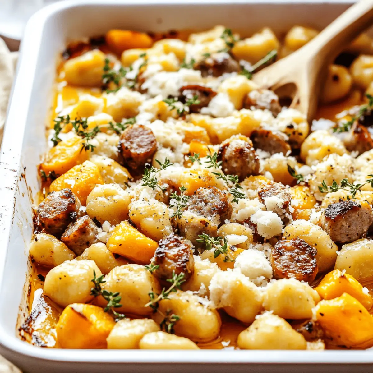 Creamy Butternut Squash Gnocchi with Sausage on a Sheet Pan