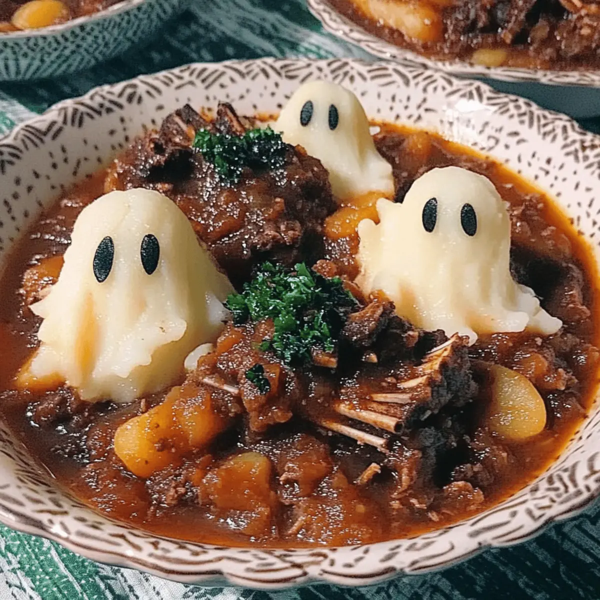 Short Rib Stew With Potato Ghosts Perfect for a Spooky Dinner
