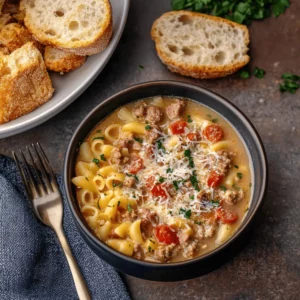 Creamy Parmesan Italian Sausage Ditalini Soup Comfort Bowl