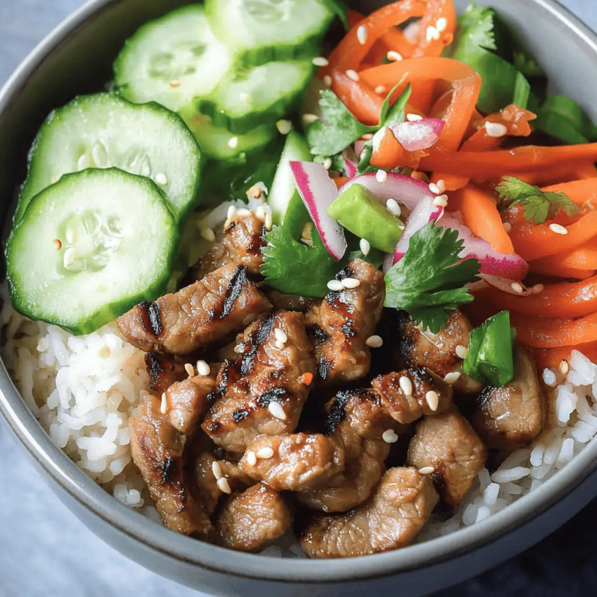 Banh Mi Rice Bowl Recipe: Flavorful Pork and Fresh Veggies