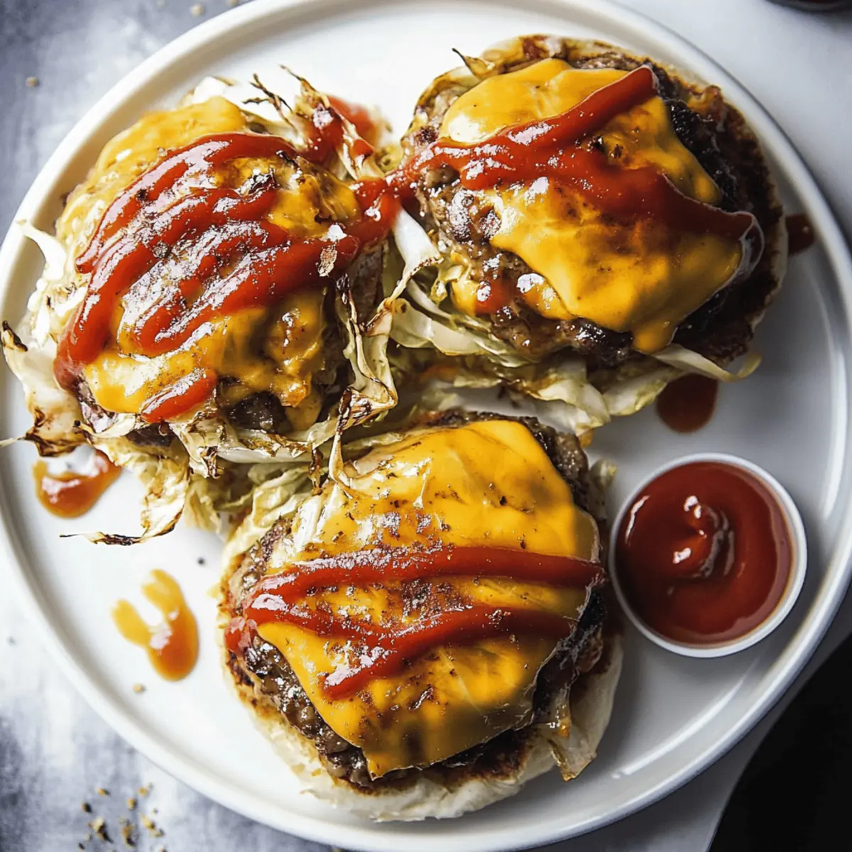 Oven-Baked Cabbage Burgers with Caramelized Onions and Cheese