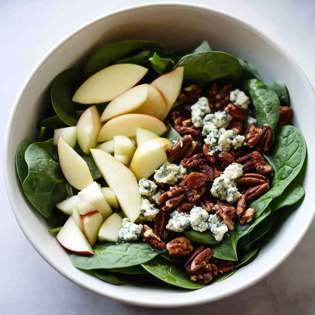 Winter Salad – Spinach, Apple, Gorgonzola & Candied Walnuts