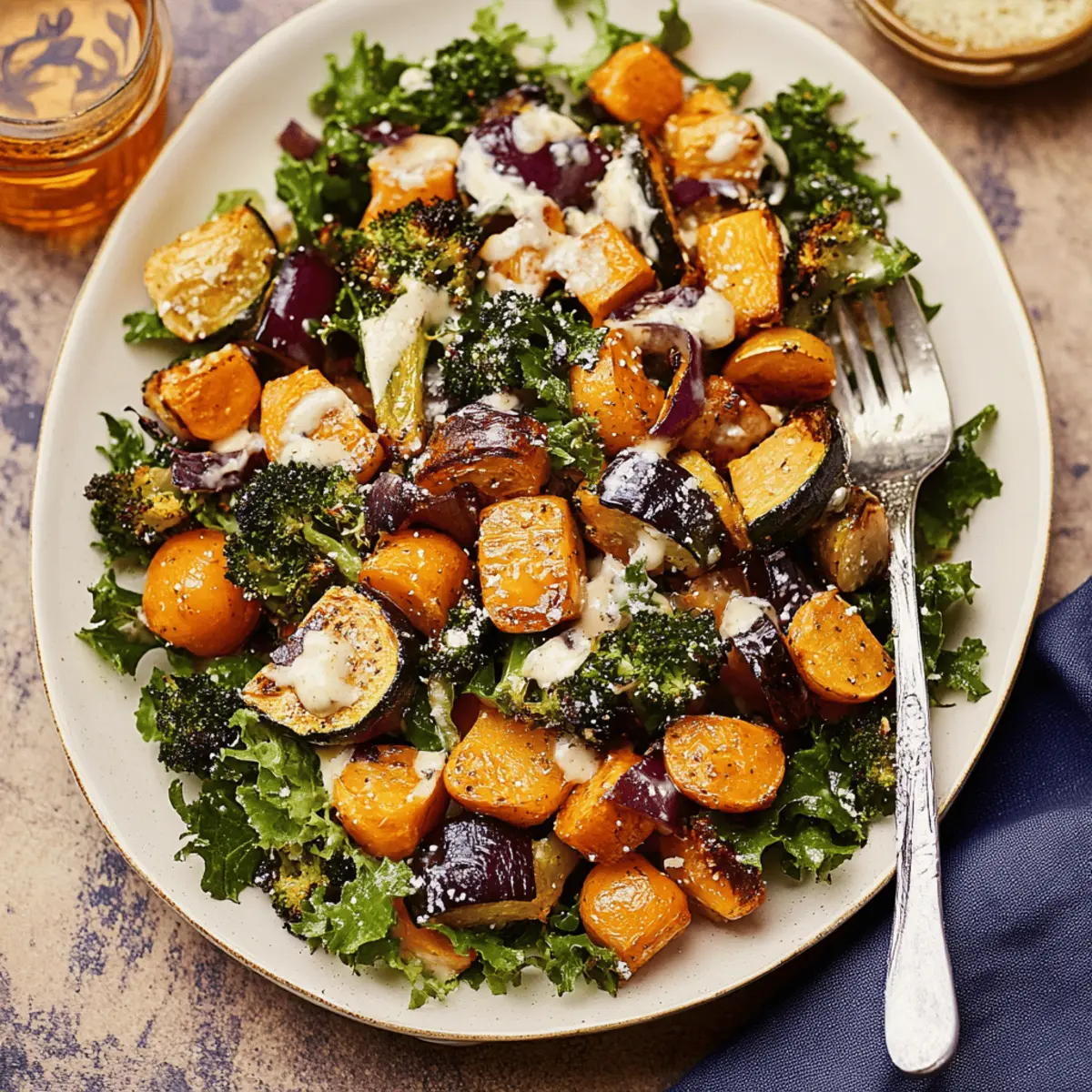 Warm Roasted Veggie Salad with Maple Dijon Vinaigrette Recipe