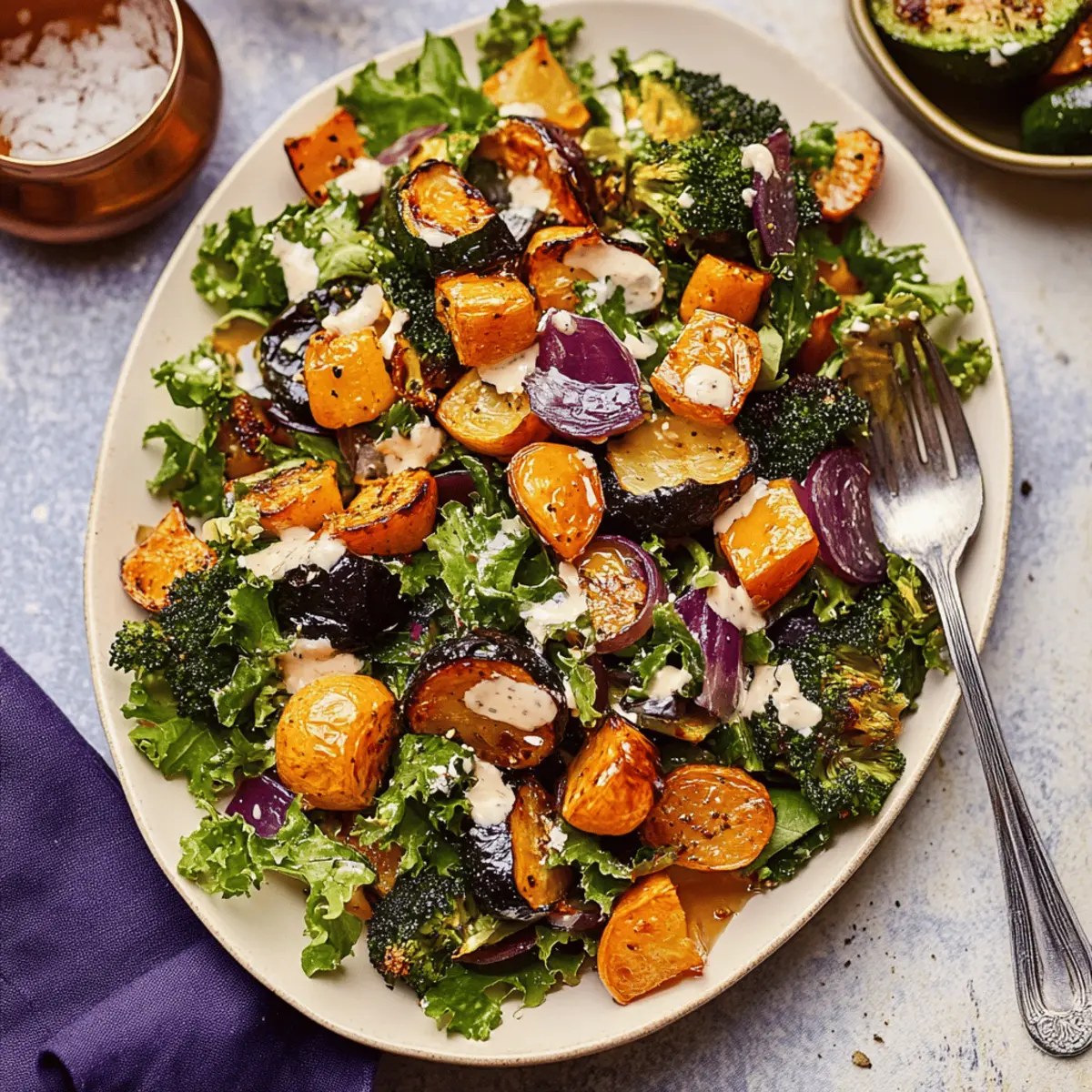 Warm Roasted Veggie Salad with Maple Dijon Vinaigrette Recipe