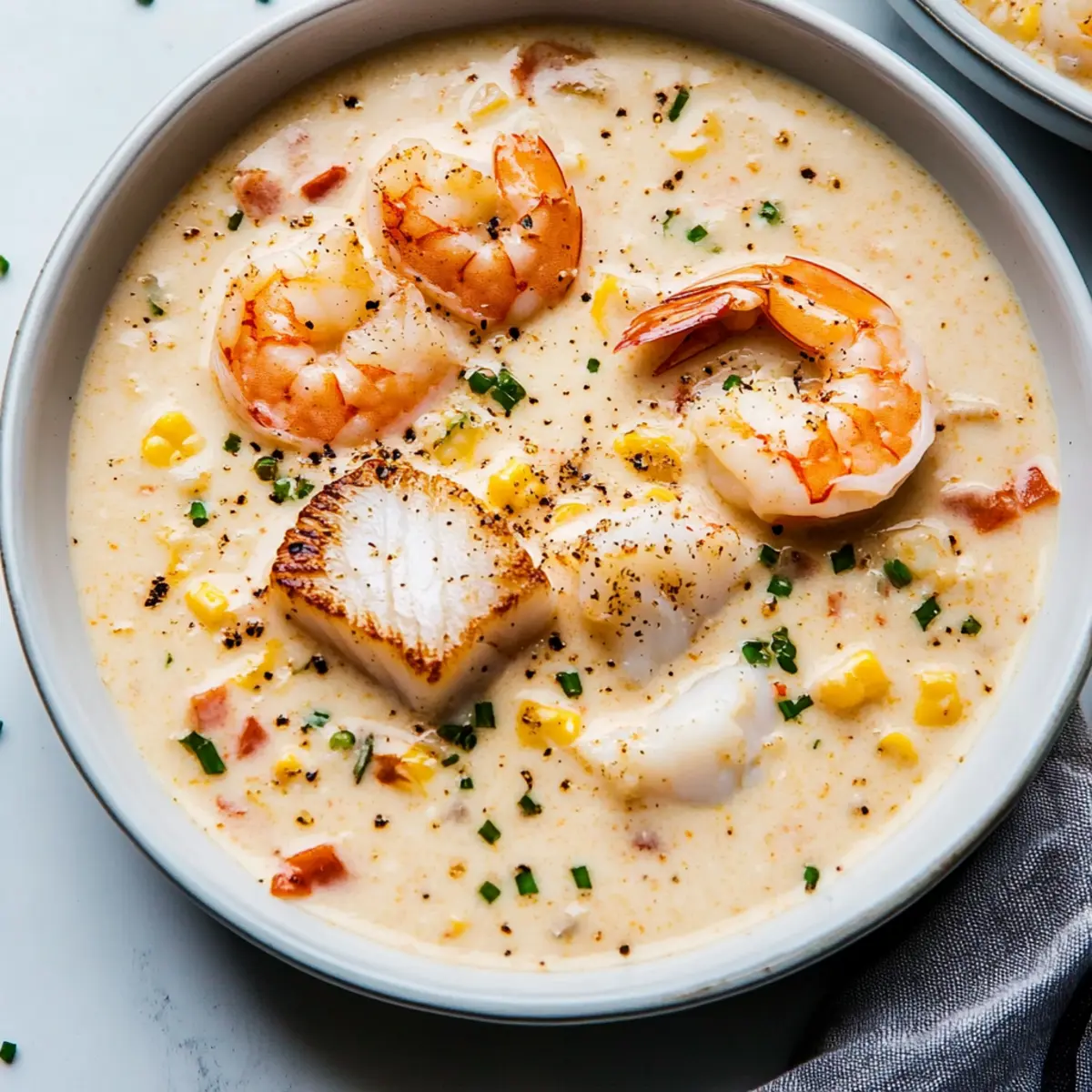 Rich Seafood Bisque with Scallops, Cod, and Shrimp Recipe