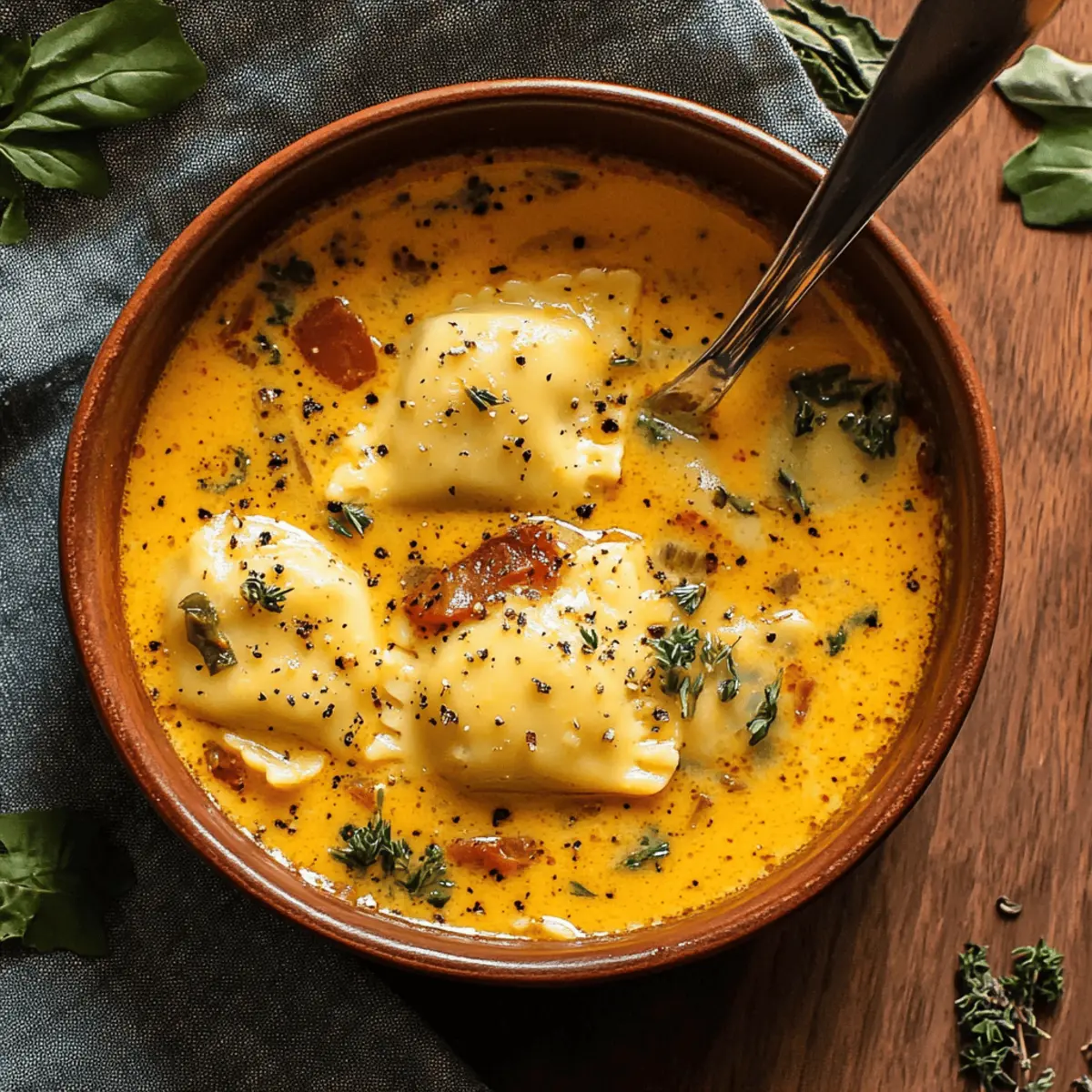 Creamy Tuscan Ravioli Soup