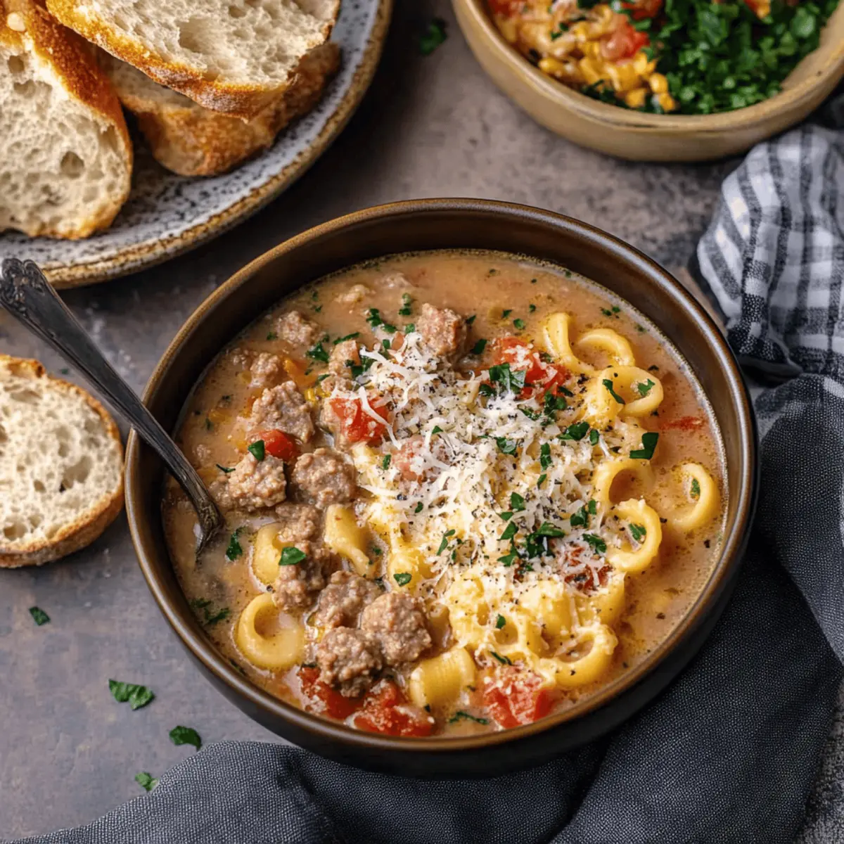 Creamy Parmesan Italian Sausage Ditalini Soup Comfort Bowl Recipe