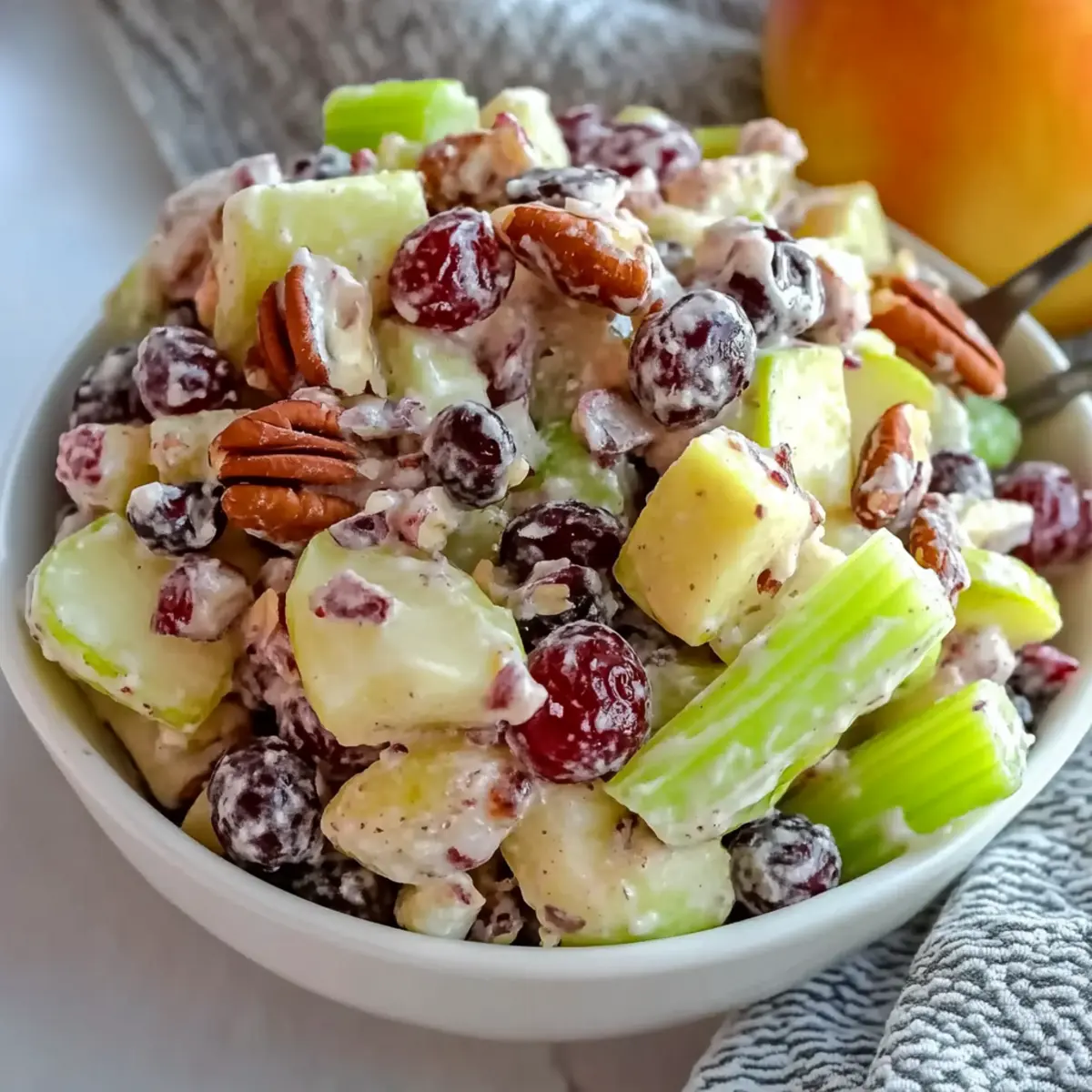 Refreshing Apple Salad with Celery, Grapes, Pecans & Cranberries