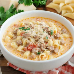 Creamy Parmesan Italian Sausage Ditalini Soup