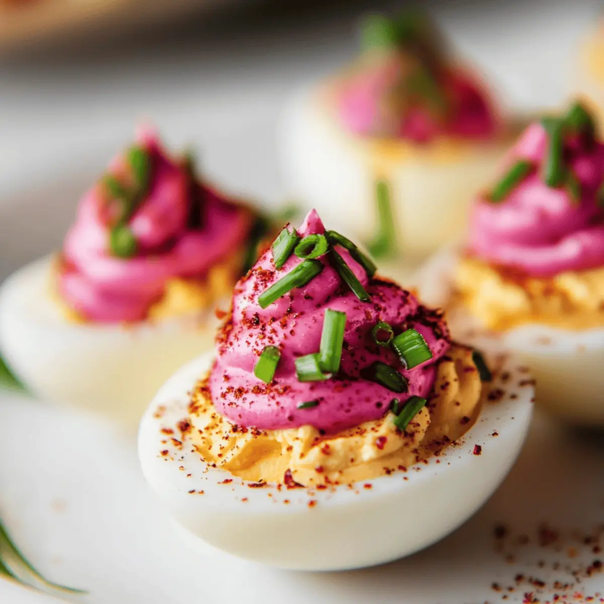 Delicious Pink Deviled Eggs Recipe with Beetroot Pickling Technique