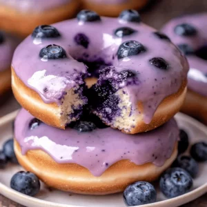 Mini Blueberry Cake Donuts with Blueberry Glaze