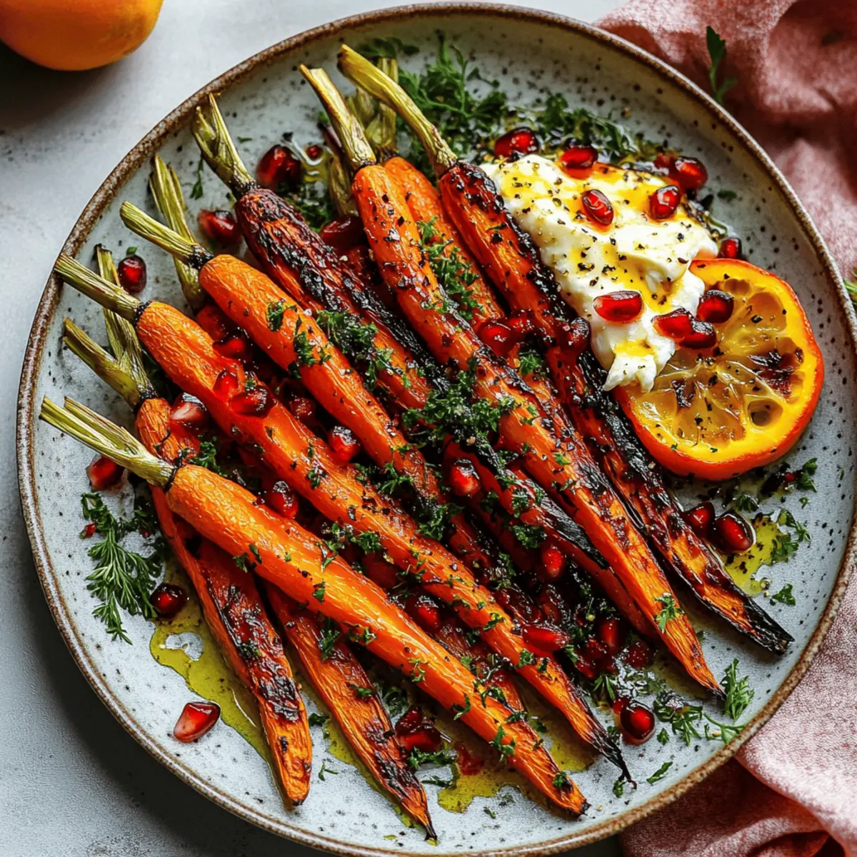 Delicious Honey Roasted Rainbow Carrots with Burrata and Pomegranate