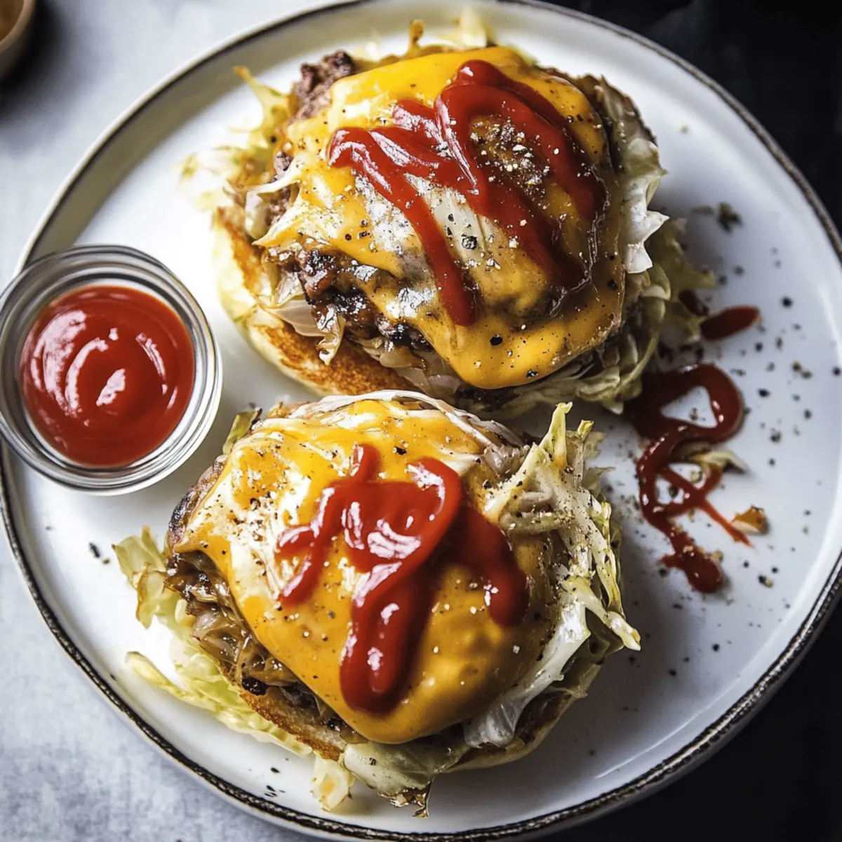 Oven-Baked Cabbage Burgers with Caramelized Onions and Cheese