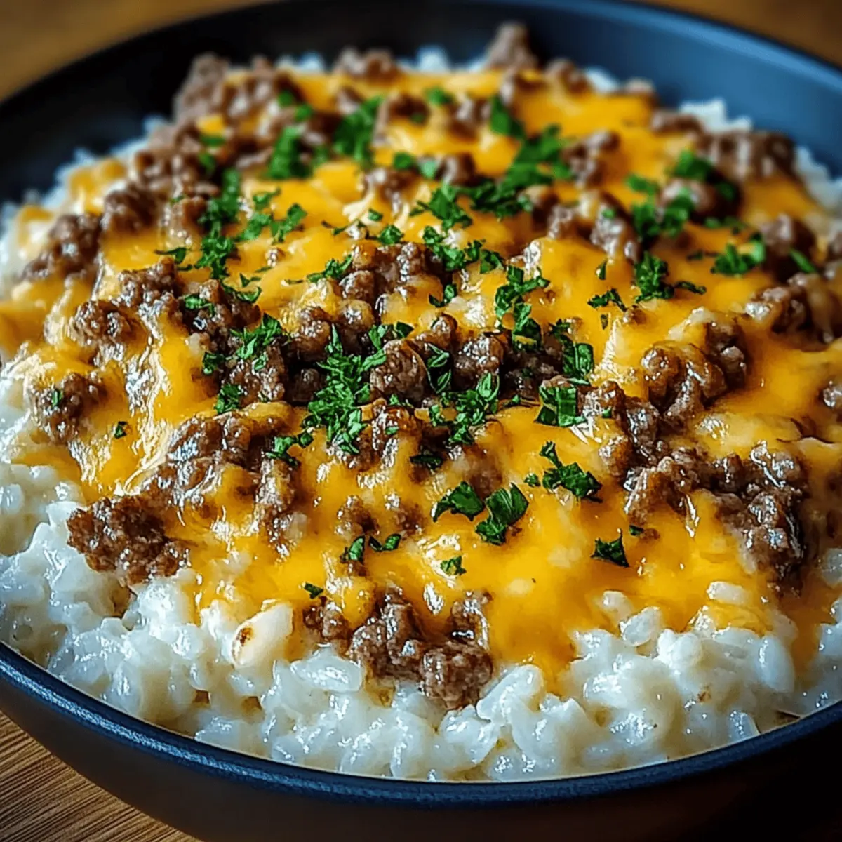 Easy Garlic Butter Beef and Rice Skillet with Cheddar Parmesan Sauce