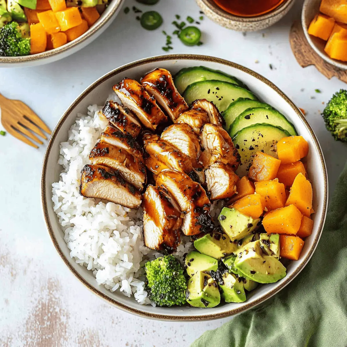 Healthy Hot Honey Chicken Bowls Recipe with Sweet Potatoes