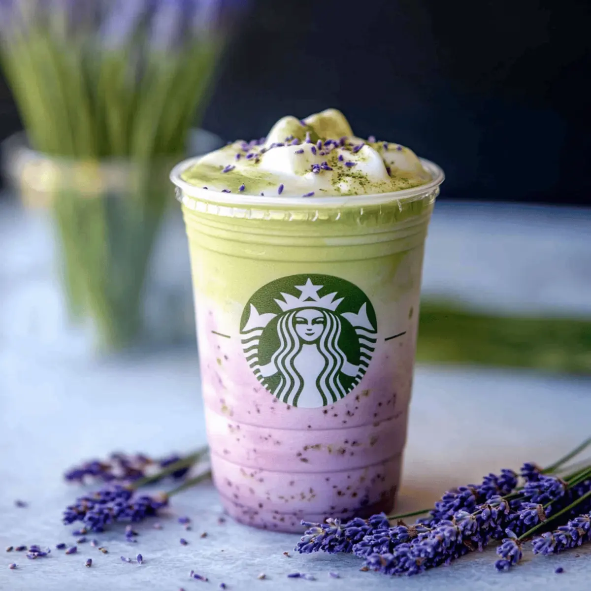Iced Lavender Cream Matcha with Oat Milk and Cold Foam Recipe