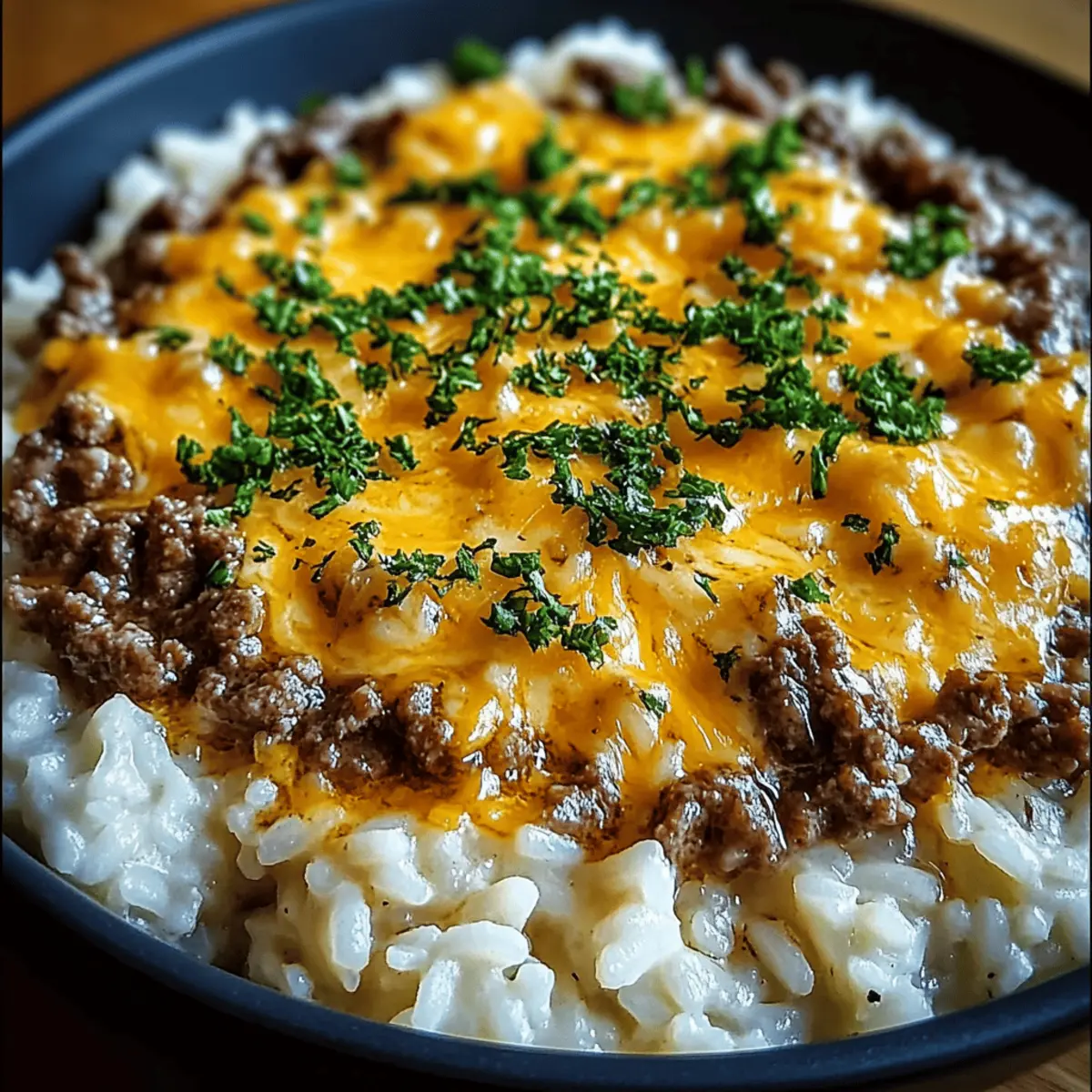 Easy Garlic Butter Beef and Rice Skillet with Cheddar Parmesan Sauce