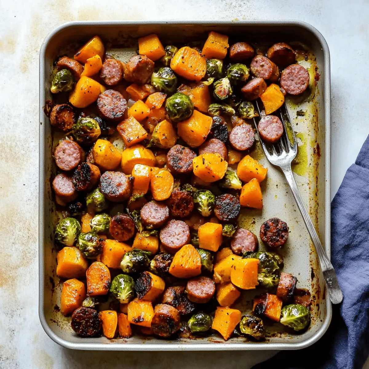 Sausage and Veggies Skillet with Butternut Squash and Brussels Sprouts