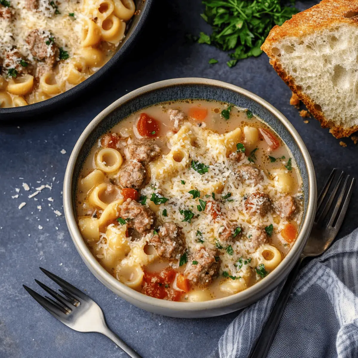 Creamy Parmesan Italian Sausage Ditalini Soup Comfort Bowl Recipe