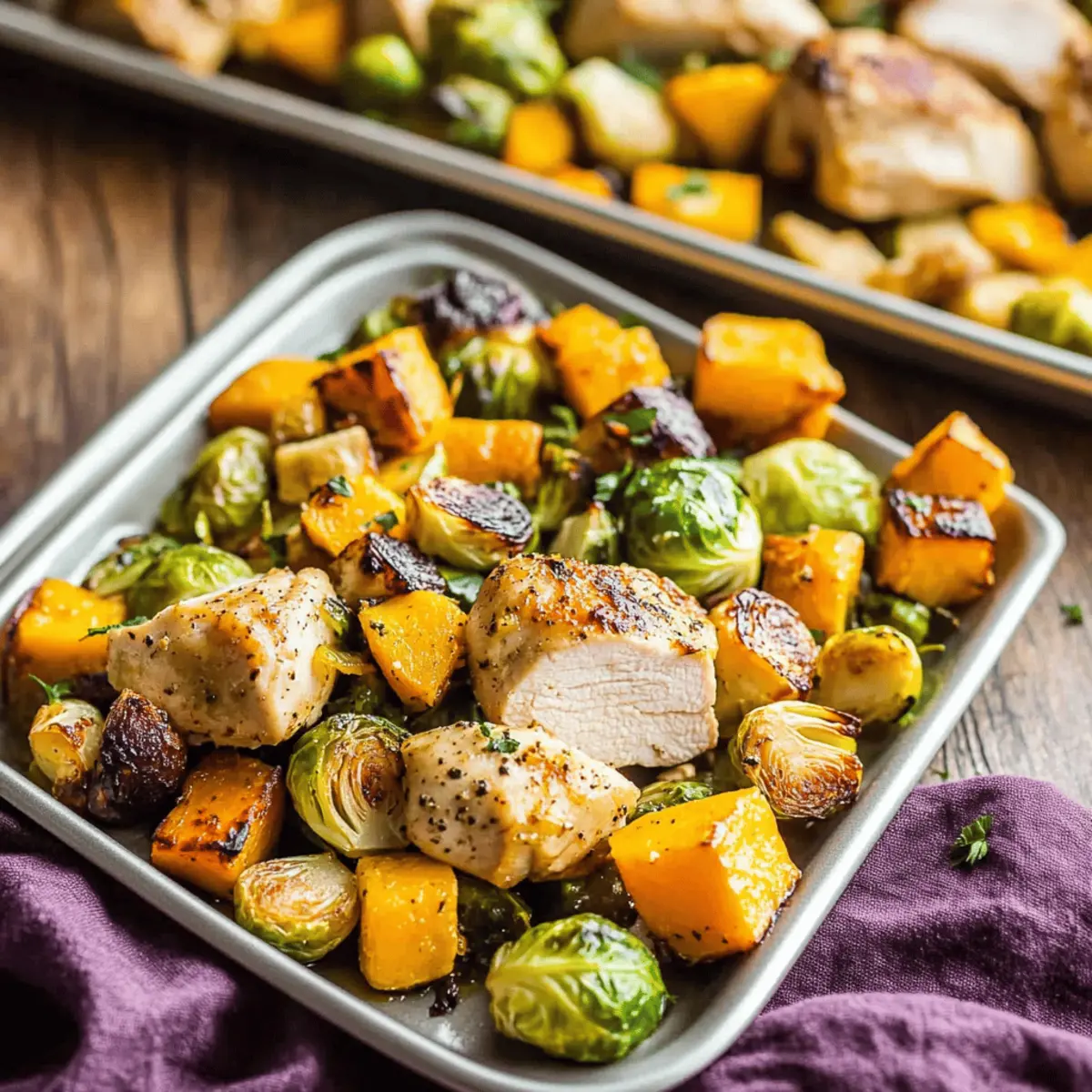 Sheet Pan Chicken, Brussels Sprouts & Butternut Squash