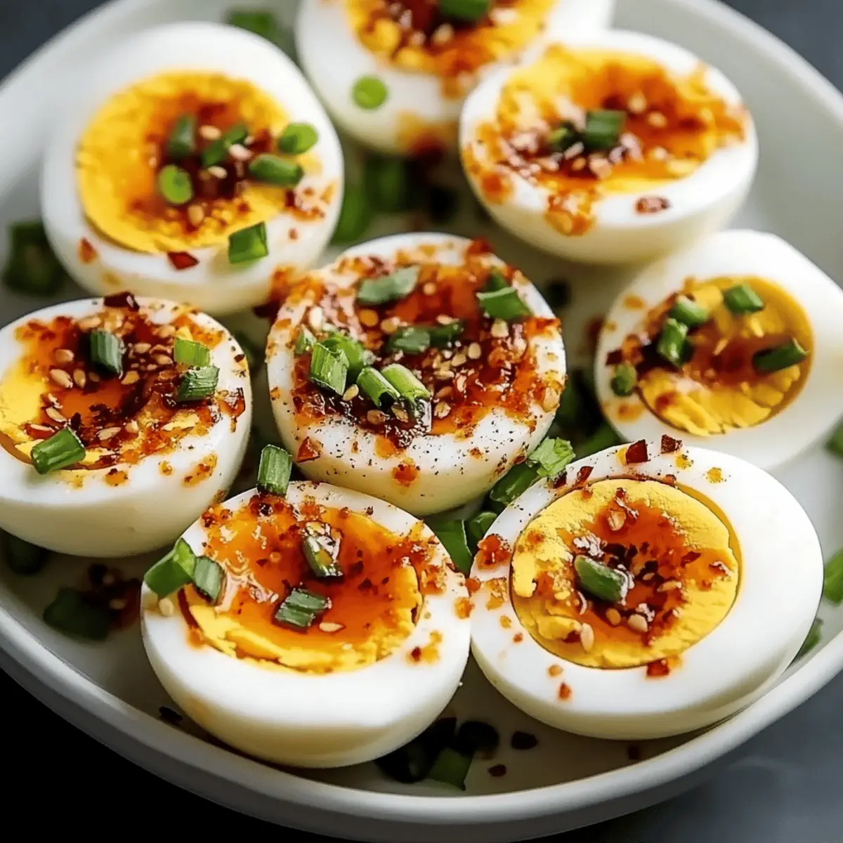 Spicy Chili Garlic Deviled Eggs