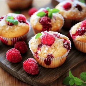Muffins with Himbeeren, weßer Schokolade and Frischkäse