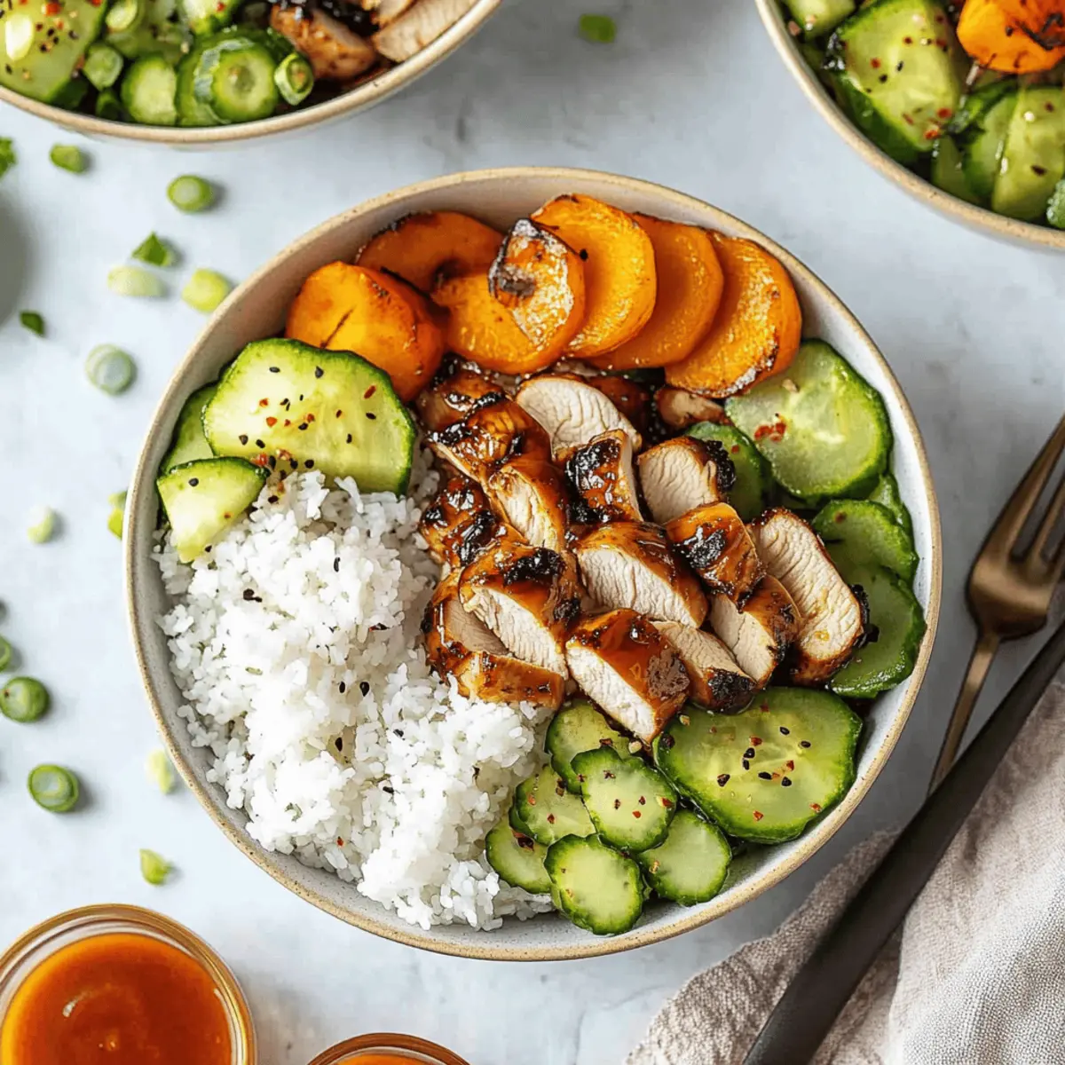 Healthy Hot Honey Chicken Bowls Recipe with Sweet Potatoes