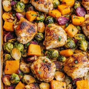 Sheet Pan Chicken, Brussels Sprouts & Butternut Squash